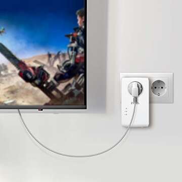 Zyxel AV2000 Powerline Ethernet Adapter Starter Kit | Pass-Thru Power | Plug & Play | MIMO | HomePlug AV2 | 2 x Gigabit Ethernet | Ideal for Smart TVs, On-Line Games, 4K Streaming | PLA5456KIT