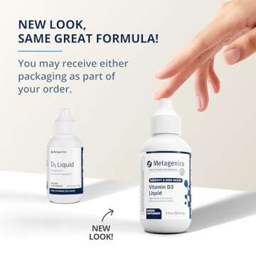 Metagenics D3 Liquid - 2 fl oz - Liquid Vitamin D3 - Bone Health & Immune Support* - Suitable for Kids - 2,275 Servings