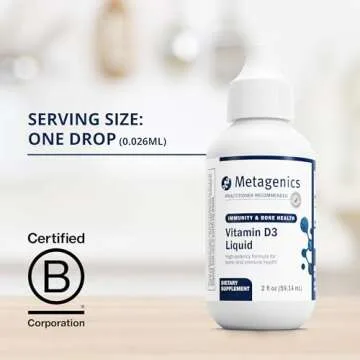 Metagenics D3 Liquid - 2 fl oz - Liquid Vitamin D3 - Bone Health & Immune Support* - Suitable for Kids - 2,275 Servings