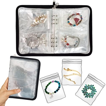 LingLingo Bracelet Holder Travel Jewelry Organizer Case Transparent Jewelry Storage Book for Earring...