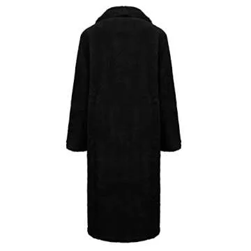 LEXUPA Women Faux Teddy Coat Women Autumn Winter Casual Plus Size Long Jacket Thick Warm Outwear Oversize Jacket Black, X-Large