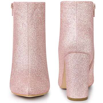 Stunning Glitter Chunky Heels Ankle Boots for Women