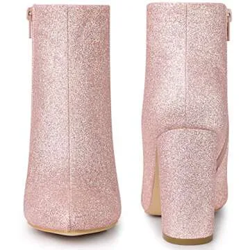 Stunning Glitter Chunky Heels Ankle Boots for Women