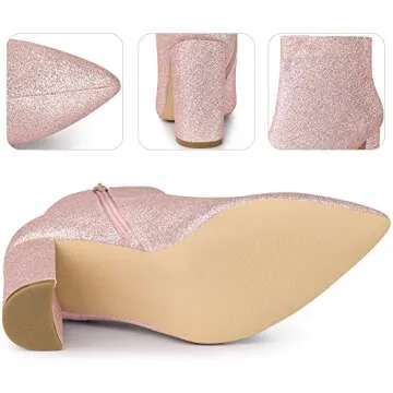 Stunning Glitter Chunky Heels Ankle Boots for Women