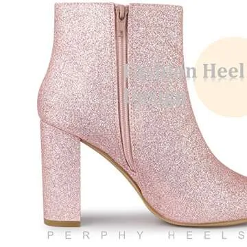 Stunning Glitter Chunky Heels Ankle Boots for Women