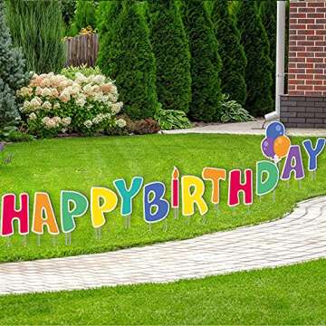 Fanboxk Happy Birthday Yard Signs with Stakes - Happy Birthday Sign for Yard for Kids & Adults - Set of 42-14 Pack Colorful Outdoor Weatherproof Birthday Party Decorations and 28 Stakes.