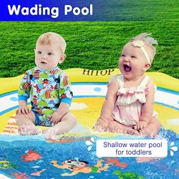 HITOP Kids Sprinklers for Outside, Splash Pad for Toddlers & Baby Pool 3-in-1 60" Water Toys Gifts for 1 2 3 4 5 Year Old Boys Girls Splash Play Mat (Ocean)