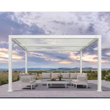 PURPLE LEAF Outdoor Louvered Pergola 10'x13' Aluminum White Pergola Patio Metal pergola with Adjusta...