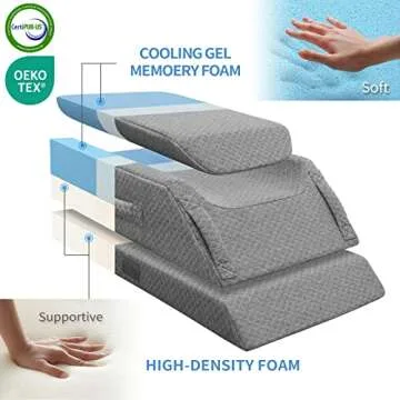 Adjustable Leg Elevation Pillows for Swelling After Surgery, Cooling Memory Foam Leg Wedge Pillow fo...