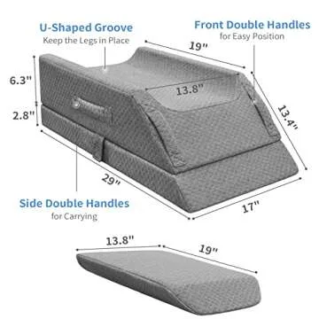 Adjustable Leg Elevation Pillows for Swelling After Surgery, Cooling Memory Foam Leg Wedge Pillow for Blood Circulation, Wedge Pillow for Sleeping, Sciatica Back Knee Hip Ankles Pain Relief