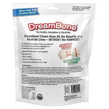 DreamBone Mini Chews, Made With Real Chicken, Rawhide Free Chews For Dogs, 24 Count