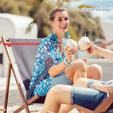 10 Pcs Towel Bands Silicone Rubber Bands, Books Outdoor Gear Packing Chair Bands Beach Towel Clips, Stretchable Towel Bands for Beach Chairs Cruise Essentials (0.4×12Inch)