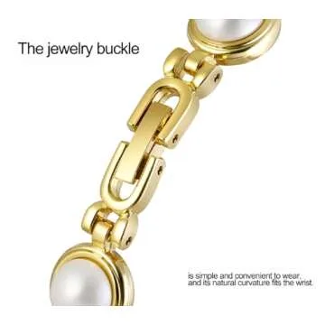 ADSBIAOYE Elegant Women Pearl Bracelet Watches Fashion Dress Quartz Watch Ladies Gift Watches (2 Gold-White), Y-FA1805