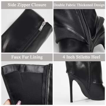 Elisabet Tang Fold Over Knee High Shark Slouchy Leather Boots for Women Pointed Toe high heel Tall Long Patent Dress Boots Fashion Dressy Work Fall