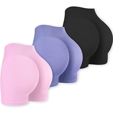 Yoga Workout Shorts Women High Waist Butt Lifting Waisted Seamless Ribbed Booty Scrunch Biker Gym At...