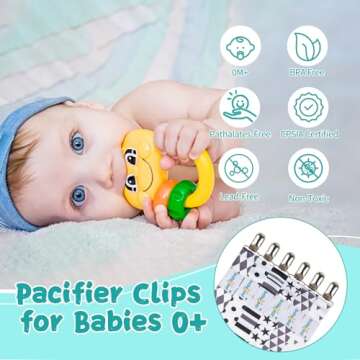 Babygoal Pacifier Clips for Boys, 6 Pack Pacifier Holder Clips for Baby Boys and Girls Fits for Most...