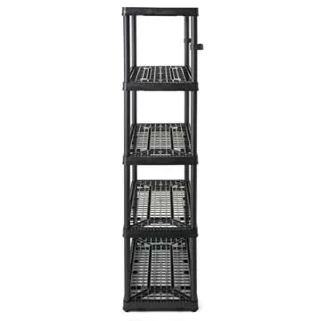 Gracious Living 72 Inch 5 Shelf Heavy Duty Light Weight Garage or Indoor Storage Unit Holds up to 150 Pounds with Easy Assembly (1 Pack), Black