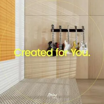 String Swing Guitar Wall Rack - Multiple Guitar Wall Mount - Guitar Organizer for Acoustic & Electric Guitars - 5 Padded Arm Hangers & Copper Slatwall Rail - Wall Mount Guitar Rack - MADE IN USA