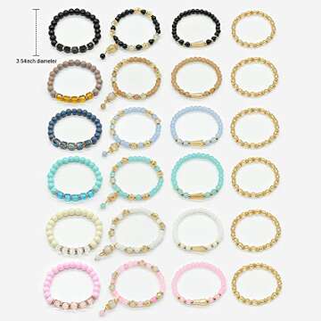 Bohemian Bracelet Sets for Women - 6 Sets Stackable Stretch Bracelets Multi-color Boho Hippie Bracelets Dainty Jewelry (Seed bead bracelet sets)