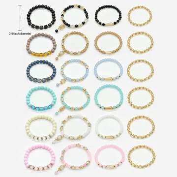 Bohemian Bracelet Sets for Women - 6 Sets Stackable Stretch Bracelets Multi-color Boho Hippie Bracelets Dainty Jewelry (Seed bead bracelet sets)