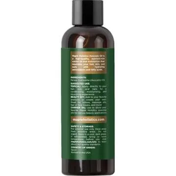 Avocado Oil For Hair and Skin - 100% Pure Avocado Oil for Skin and Nail Care plus Dry Hair Treatment and Facial Oil Moisturizer - Natural Hair Oil and Carrier Oil for Essential Oils Mixing (4 Fl Oz)