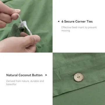 JELLYMONI Green Duvet Cover King Size - 100% Washed Cotton Linen Like Textured Comforter Cover, 3 Pieces Breathable Soft Bedding Set with Button Closure (Green, King 104"x90")