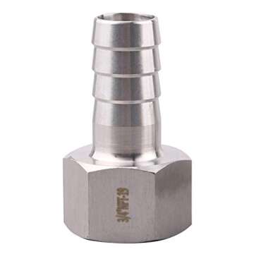 DERNORD 3/4" Barbed Hose x 3/4" NPT Female - Home Brew Fitting 304 Stainless Steel Pack of 2