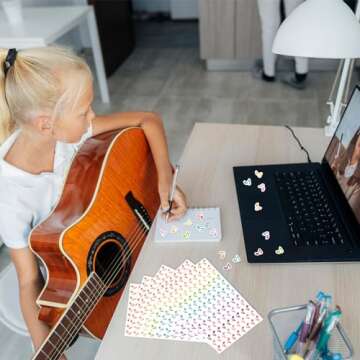 JarThenaAMCS 2160Pcs Music Notes Mini Stickers Colorful Paper Decals 12 Colors Self Adhesive Seal Stickers for Envelopes Scrapbook Gifts DIY Planner Calender, 0.7 in