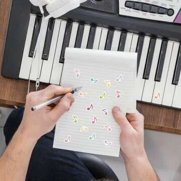 JarThenaAMCS 2160Pcs Music Notes Mini Stickers Colorful Paper Decals 12 Colors Self Adhesive Seal Stickers for Envelopes Scrapbook Gifts DIY Planner Calender, 0.7 in