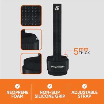 ProFitness Weight Lifting Straps - Wrist Straps for Weightlifting - Padded Workout Wrist Wraps for Men | Lifting Straps Gym as Workout Straps for Men - Weightlifting Wrist Straps (Black/White)