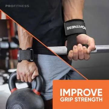 ProFitness Weight Lifting Straps - Wrist Straps for Weightlifting - Padded Workout Wrist Wraps for Men | Lifting Straps Gym as Workout Straps for Men - Weightlifting Wrist Straps (Black/White)