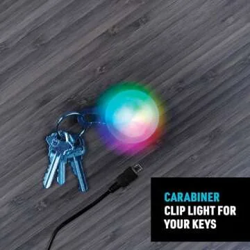 Nite Ize SpotLit XL Rechargeable Carabiner Light - Carabiner Keychain Clip with LED Light - Clip Color-Changing Light for Collars or Keys - Disc-O Select