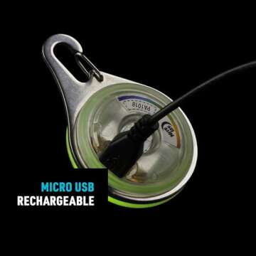 Nite Ize SpotLit XL Rechargeable Carabiner Light - Carabiner Keychain Clip with LED Light - Clip Color-Changing Light for Collars or Keys - Disc-O Select