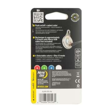 Nite Ize SpotLit XL Rechargeable Carabiner Light - Carabiner Keychain Clip with LED Light - Clip Color-Changing Light for Collars or Keys - Disc-O Select