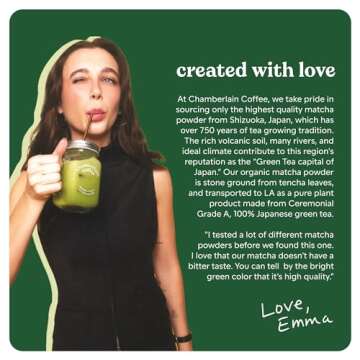 Chamberlain Coffee Vanilla Matcha Green Tea Powder - Madagascar Vanilla + Ceremonial Grade Matcha - Hot or Iced - Organic, Vegan & Gluten-Free Matcha Powder - 1.06 oz