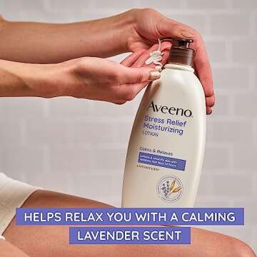 Aveeno Stress Relief Moisturizing Body Lotion with Lavender Scent, Natural Oatmeal to Calm & Relax, ...