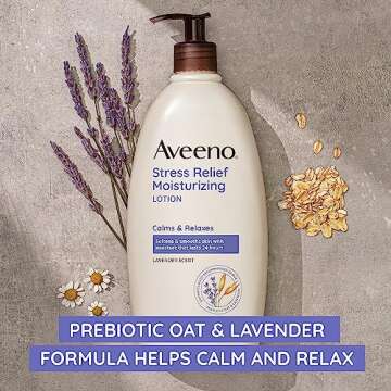 Aveeno Stress Relief Moisturizing Body Lotion with Lavender Scent, Natural Oatmeal to Calm & Relax, Non-Greasy Daily Stress Relief Lotion, 18 fl. oz (Pack of 3)