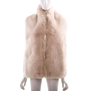 KAMA BRIDAL Women Long Faux Fur Shawl Bridal Stole Cover Up Winter Soft Bolero Scarf Blush