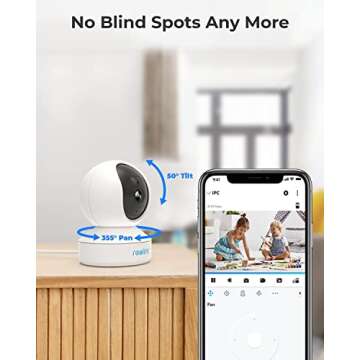 REOLINK 2K Indoor Security Camera E1, Plug-in 2.4G Wireless WiFi for Baby/Pet Monitor with Phone app, 360 Degree Dog Camera with Person/Pet Detection, Night Vision, 2-Way Talk, Local Storage