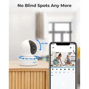 REOLINK 2K Indoor Security Camera E1, Plug-in 2.4G Wireless WiFi for Baby/Pet Monitor with Phone app, 360 Degree Dog Camera with Person/Pet Detection, Night Vision, 2-Way Talk, Local Storage