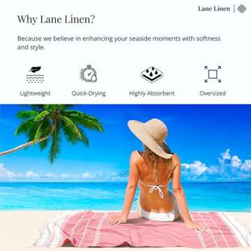 LANE LINEN Beach Towels 6 Pack, Oversized Beach Towel, Lightweight Beach Essentials for Women, Large Pool Towel, Absorbent & Quick Dry, Sand Free Beach Towel, 39"x71" - Nautical Color