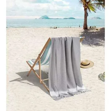 LANE LINEN Beach Towels 6 Pack, Oversized Beach Towel, Lightweight Beach Essentials for Women, Large Pool Towel, Absorbent & Quick Dry, Sand Free Beach Towel, 39"x71" - Nautical Color