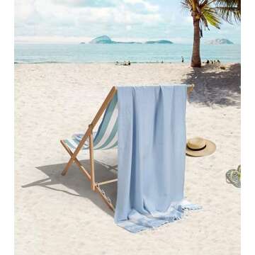 LANE LINEN Beach Towels 6 Pack, Oversized Beach Towel, Lightweight Beach Essentials for Women, Large Pool Towel, Absorbent & Quick Dry, Sand Free Beach Towel, 39"x71" - Nautical Color