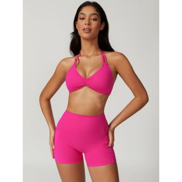 ABOCIW Women's 2 Piece Workout Set Halter Neck and Shorts