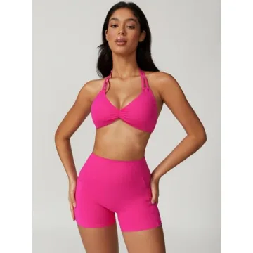 ABOCIW Women's 2 Piece Workout Set Halter Neck and Shorts