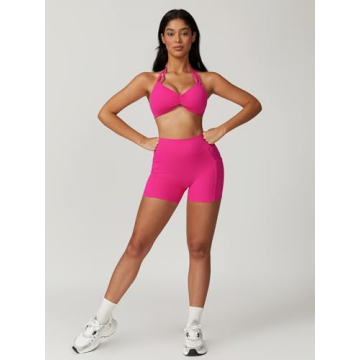 ABOCIW Women's 2 Piece Workout Set Halter Neck and Shorts