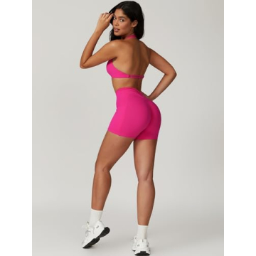 ABOCIW Women's 2 Piece Workout Set Halter Neck and Shorts