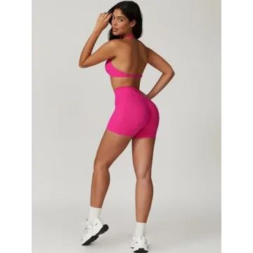 ABOCIW Women's 2 Piece Workout Set Halter Neck and Shorts