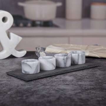 Natural Marble Set of 4 Napkin Ring Holder for Table Settings, Dinner Parties, Special Events