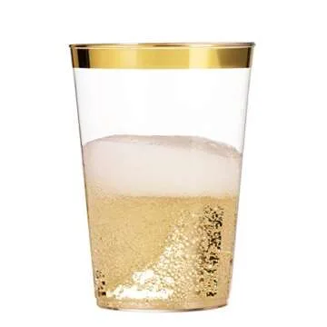 Munfix Gold Plastic Cups - Elegant Drinkware for Parties